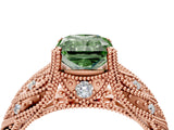 Rose gold Fancy Green Radiant Cut Cut Milgrain Pave Diamond Engagement Ring with Four-Prong Setting_31