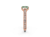 Rose gold Fancy Green Radiant Cut Cut Pave Band Milgrain Solitaire Ring_13