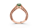 Rose gold Fancy Green Radiant Cut Cut Pave Band Milgrain Solitaire Ring_14
