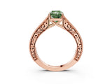 Rose gold Fancy Green Radiant Cut Cut Pave Band Milgrain Solitaire Ring_26
