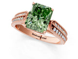 Rose gold Fancy Green Radiant Cut Cut Pave Split Shank Engagement Ring with Four-Prong Setting_1