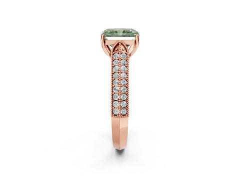 Rose gold Fancy Green Radiant Cut Cut Pave Split Shank Engagement Ring with Four-Prong Setting_2