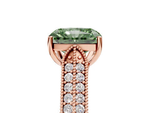Rose gold Fancy Green Radiant Cut Cut Pave Split Shank Engagement Ring with Four-Prong Setting_5