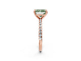 Rose gold Fancy Green Radiant Cut Diamond Brilliant Solitaire Ring with Pavé Band and Four-Prong Setting_14
