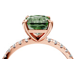 Rose gold Fancy Green Radiant Cut Diamond Brilliant Solitaire Ring with Pavé Band and Four-Prong Setting_16