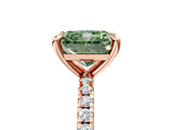Rose gold Fancy Green Radiant Cut Diamond Brilliant Solitaire Ring with Pavé Band and Four-Prong Setting_17