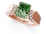 Rose gold Fancy Green Radiant Cut Diamond Channel Set Solitaire Ring with Four-Prong Setting_13