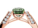 Rose gold Fancy Green Radiant Cut Diamond Channel Set Solitaire Ring with Four-Prong Setting_16