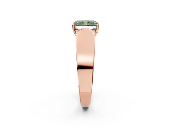 Rose Gold Radiant Cut Channel Set Engagement Ring Setting for Fancy Green Center with Wide Band