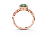 Rose gold Fancy Green Radiant Cut Diamond Cluster Pavé Band with Four-Prong Setting_15