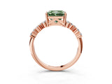 Rose gold Fancy Green Radiant Cut Diamond Cluster Pavé Band with Four-Prong Setting_6