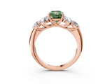 Rose gold Fancy Green Radiant  Cut Diamond Cluster Ring with Round Accent Stones and Prong Setting on a Classic Band_74