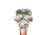 Rose gold Fancy Green Radiant  Cut Diamond Cluster Ring with Round Accent Stones and Prong Setting on a Classic Band_76