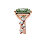 Rose gold Fancy Green Radiant Cut Diamond Cluster Side Stone Solitaire Ring with Prong Setting_58