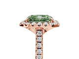 Rose gold Fancy Green Radiant Cut Diamond Cushion Halo Ring with Pavé Band_5
