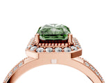 Rose gold Fancy Green Radiant Cut Diamond Double Halo Ring with Split Shank and Four-Prong Setting_16