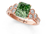Rose gold Fancy Green Radiant  Cut Diamond Engagement Ring with Bezel Set Round Side Stones and Prong Setting_50