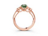 Rose gold Fancy Green Radiant  Cut Diamond Engagement Ring with Bezel Set Round Side Stones and Prong Setting_52