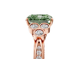 Rose gold Fancy Green Radiant  Cut Diamond Engagement Ring with Bezel Set Round Side Stones and Prong Setting_54