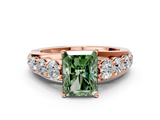 Rose gold Fancy Green Radiant  Cut Diamond Engagement Ring with Pavé Band and Four-Prong Setting_3