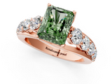 Rose gold Fancy Green Radiant  Cut Diamond Engagement Ring with Pavé Band and Four-Prong Setting_4