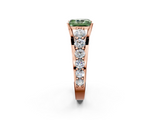 Rose gold Fancy Green Radiant  Cut Diamond Engagement Ring with Pavé Band and Four-Prong Setting_5