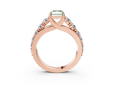Rose gold Fancy Green Radiant  Cut Diamond Engagement Ring with Pavé Band and Four-Prong Setting_6