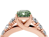 Rose gold Fancy Green Radiant  Cut Diamond Engagement Ring with Pavé Band and Four-Prong Setting_7