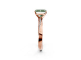 Rose gold Fancy Green Radiant Cut Diamond Engagement Ring with Side Stone Accents and Four-Prong Setting_14