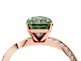 Rose gold Fancy Green Radiant Cut Diamond Engagement Ring with Side Stone Accents and Four-Prong Setting_16