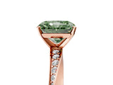 Rose gold Fancy Green Radiant Cut Diamond Engagement Ring with Side Stone Accents and Four-Prong Setting_17