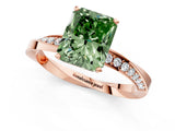 Rose gold Fancy Green Radiant Cut Diamond Engagement Ring with Side Stone Accents and Four-Prong Setting_85