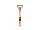 Rose gold Fancy Green Radiant Cut Diamond Engagement Ring with Side Stone Accents and Four-Prong Setting_86