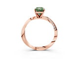 Rose gold Fancy Green Radiant Cut Diamond Engagement Ring with Side Stone Accents and Four-Prong Setting_87