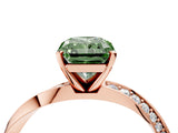 Rose gold Fancy Green Radiant Cut Diamond Engagement Ring with Side Stone Accents and Four-Prong Setting_88