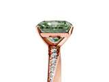 Rose gold Fancy Green Radiant Cut Diamond Engagement Ring with Side Stone Accents and Four-Prong Setting_89