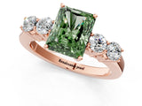 Rose gold Fancy Green Radiant  Cut Diamond Five-Stone Prong Set White Gold Ring_32