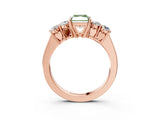 Rose gold Fancy Green Radiant  Cut Diamond Five-Stone Prong Set White Gold Ring_34