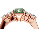 Rose gold Fancy Green Radiant  Cut Diamond Five-Stone Prong Set White Gold Ring_35