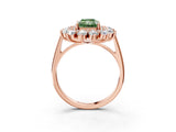 Rose gold Fancy Green Radiant Cut Diamond Floral Double Halo Engagement Ring with Prong Setting_27