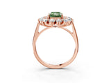 Rose gold Fancy Green Radiant Cut Diamond Floral Double Halo Engagement Ring with Prong Setting_63