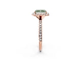Rose gold Fancy Green Radiant  Cut Diamond Floral Halo Engagement Ring with Pavé Band and Prong Setting_39