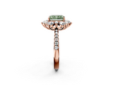 Rose gold Fancy Green Radiant  Cut Diamond Floral Halo Pave Band with Prong Setting_37