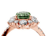 Rose gold Fancy Green Radiant  Cut Diamond Floral Halo Pave Band with Prong Setting_39