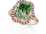 Rose gold Fancy Green Radiant Cut Diamond Floral Halo Split Shank Prong Setting Ring_1