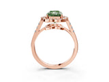 Rose gold Fancy Green Radiant Cut Diamond Floral Halo Split Shank Prong Setting Ring_3