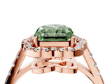 Rose gold Fancy Green Radiant Cut Diamond Floral Halo Split Shank Prong Setting Ring_4