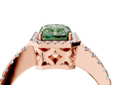 Rose gold Fancy Green Radiant Cut Diamond Halo Engagement Ring with Pavé Band and Prong Setting_31