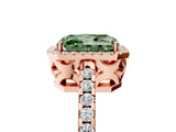 Rose gold Fancy Green Radiant Cut Diamond Halo Engagement Ring with Pavé Band and Prong Setting_32