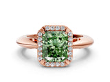 Rose gold Fancy Green Radiant  Cut Diamond Halo Engagement Ring with Split Shank and Four-Prong Setting_90